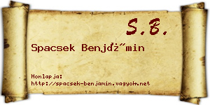 Spacsek Benjámin névjegykártya